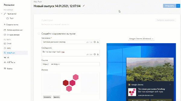 Web push preview mode